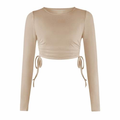 Women's Dry Crop Tops Long Sleeve Side Drawstring Ruched Shirts - Big J's Showstoppin' Store